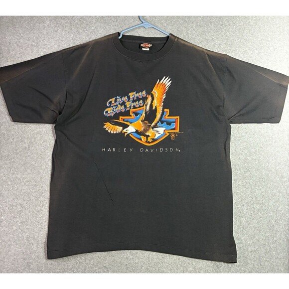 Men’s Size XL Harley-Davidson Vintage 1987 “Live Free Ride Free” Eagle USA Made - Picture 1 of 8